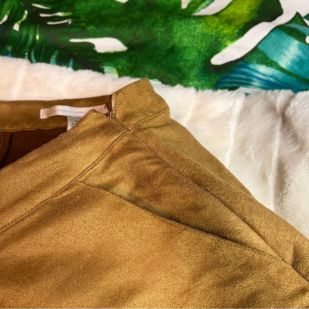 LC Lauren Conrad 4/27 Brown Faux Suede Lace Up Boho Casual Summer Fall Skirt - Picture 12 of 12